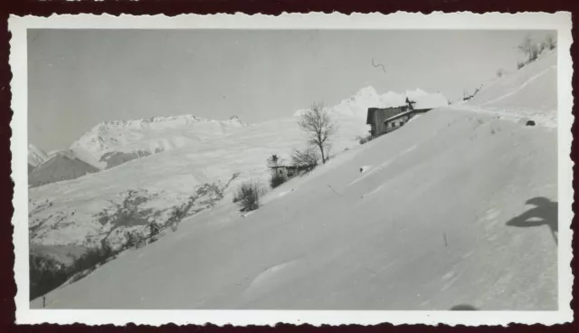 old photo from 1935. mountain. on the road to Michaille. chalet