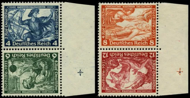 ZD SK 19/20 *, 1933, Wagner 4 + 6 und 8 + 12, beide Kehrdrucke, Randstücke Passe