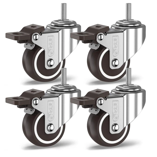 GBL Heavy Duty Castor Wheels + Screws - 50mm M10x25mm up to 200KG - Pack of 4 No