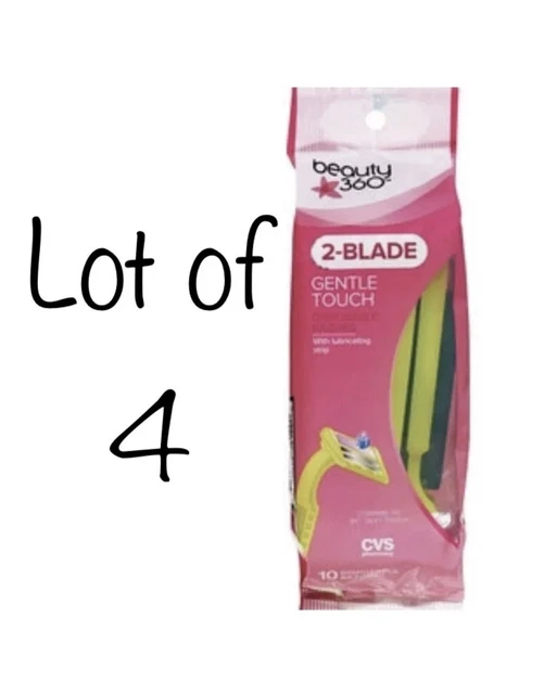 4- Beauty 360 2 hojas tacto suave ~ 10 maquinillas de afeitar desechables por paquete (lote de 4)