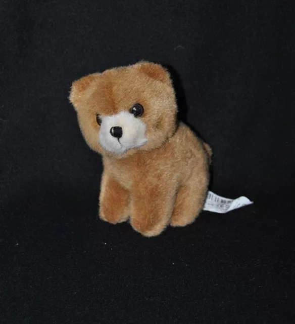 Peluche doudou ours IKEA Glada brun marron blanc yeux brodés 14 cm assis TTBE