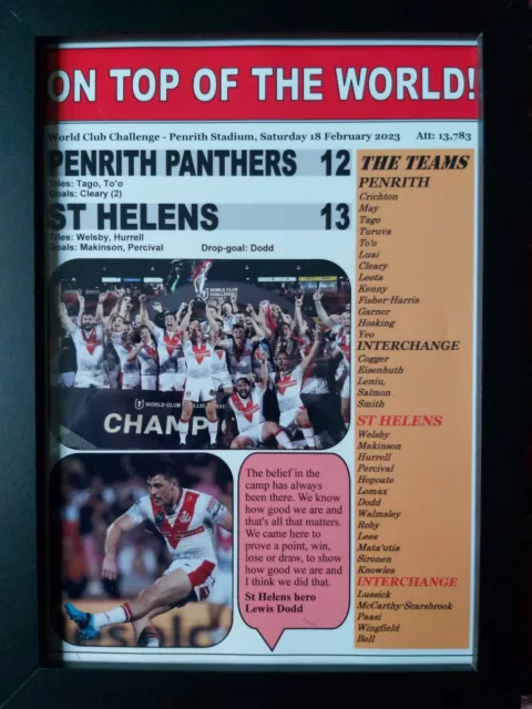 Penrith Panthers 12 St Helens 13 - 2023 World Club Challenge - souvenir print