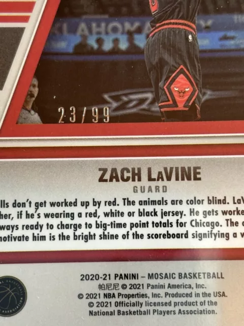 ZACH LAVINE 2020-21 Panini Mosaic Reactive 💎Blue Prizm #'d /99 Will To ...