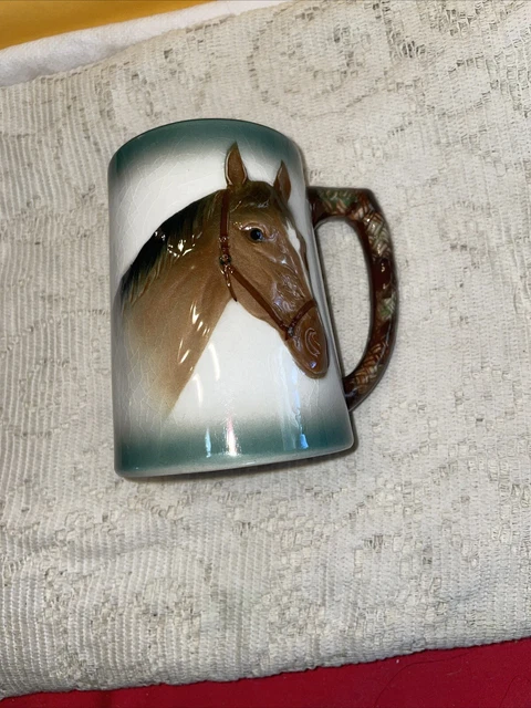 Vintage Large Mug Stein with Raised Horse Head No Chips or Cracks