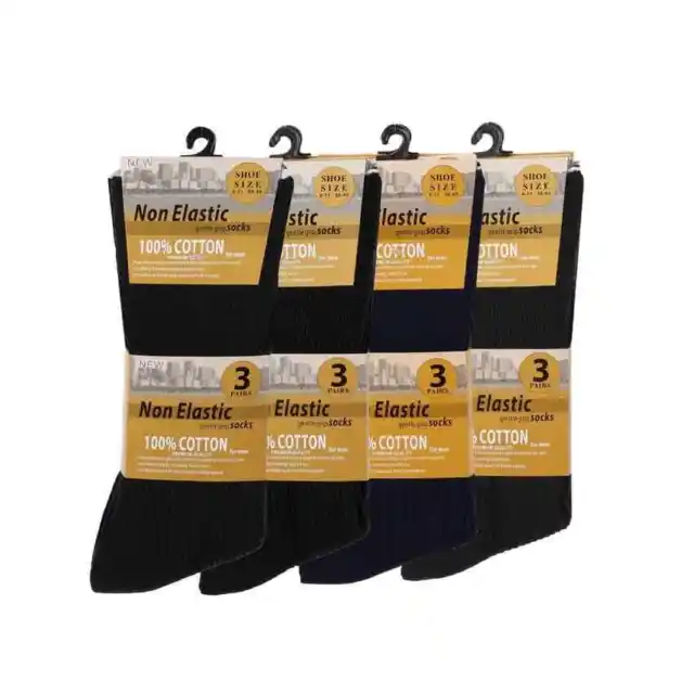 Mens Diabetic Non Elastic Rib 100% Cotton Soft Socks 3 Pairs Size UK 6-11