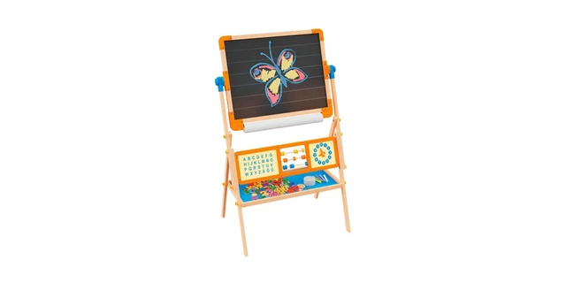 Playtive Holz Standtafel, doppelseitig mit Papierrolle und Kreide Playtive Holz Standtafel, doppelseitig mit Papierrolle und Kreide