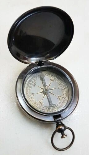 Antique Brass Compass Pocket Style Gift Vintage Handmade Push Button Compass New