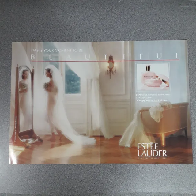 Estee Lauder Beautiful  Body Creme 1987  Paper Magazine Advert Double Page