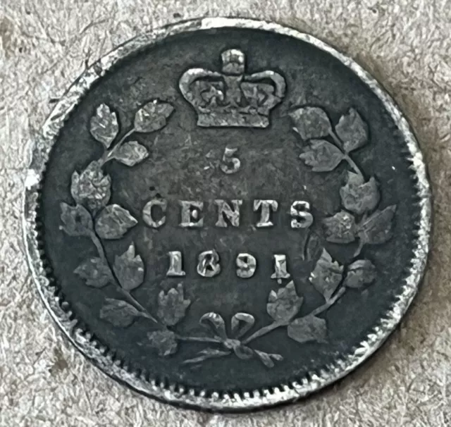Canada 1891 5 Cents Silver Very Nice Coin L37