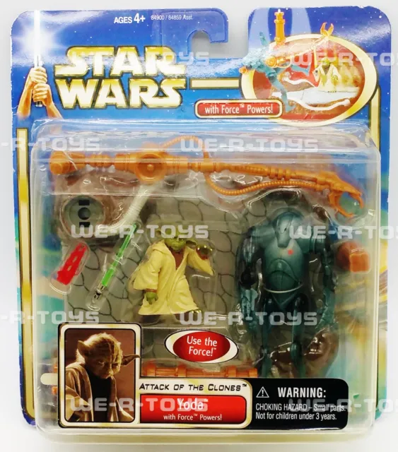 Star Wars Attack of the Clones Yoda Action Figure Hasbro 2002 #84900 NEW