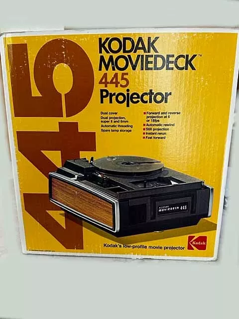 Vintage Kodak Moviedeck 445 8MM & Super 8 Film Projector w Manual & Original Box