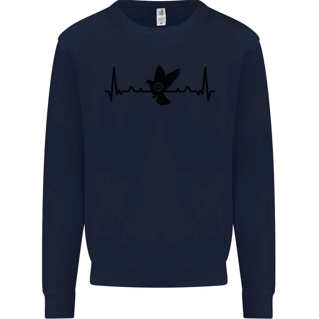 Pigeon Hunting Heart Beat ECG Hunter Kids Sweatshirt Jumper