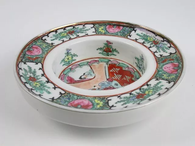 Porzellan Chinesisch Vase Schüssel Östlich Leere Fächer Handbemalt Vintage