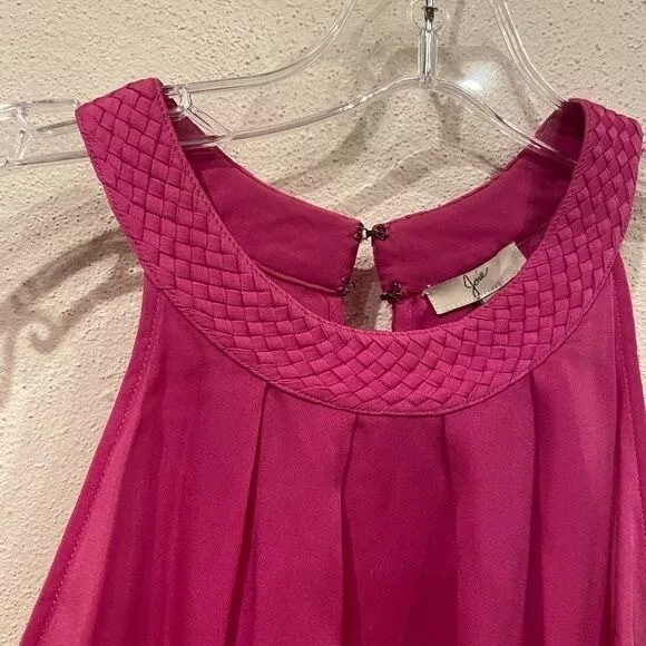 Joie Fantina Braided-Collar Silky Pleated Halter Style Tank Size Medium EUC 3