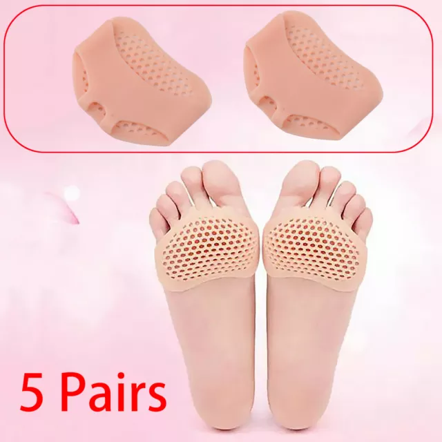 5 Pairs Silicone Breathable Forefoot Insoles Metatarsal Pads Foot Cushion