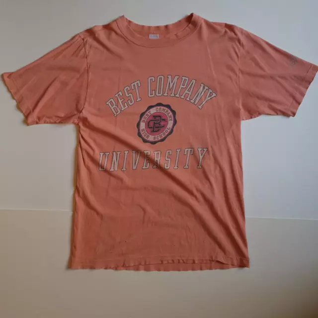 VINTAGE Best Company Paninaro T-Shirt Casuals Adult Size Large Salmon Pink 80s