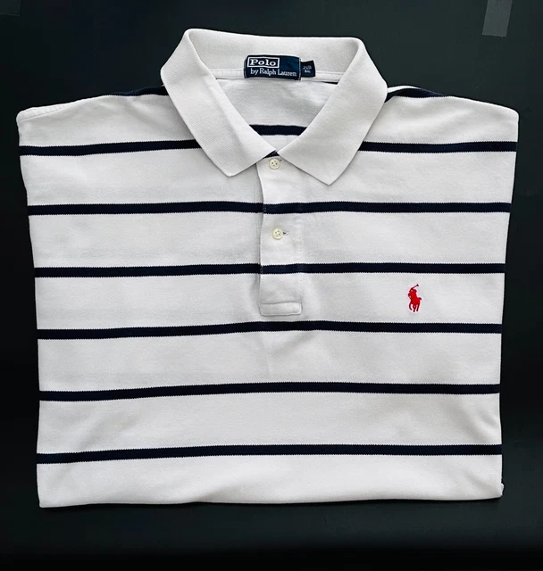 Polo Ralph Lauren maniche corte 2XB grande e alta bianca blu navy