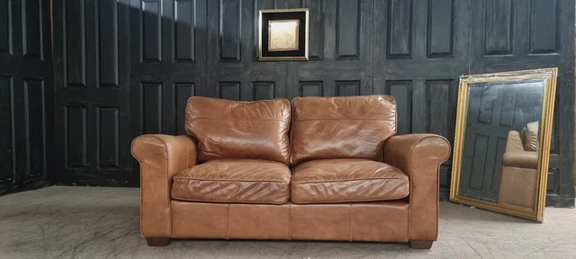 Superb Rare HALO living 2 Seater Tan Leather Sofa🇬🇧🚛 delivery Available