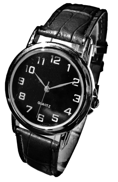 Montre Broeck Classique Pour Homme - Boîtier Rond Ciselé, Bracelet Cuir Noir, Cadran Blanc