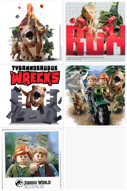 Lego Jurassic Stickers x 5 Party Favours Jurassic Birthday Party **Licensed Lego