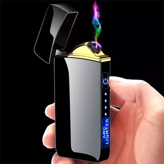 Usb Electric Lighter Finger Print Touch Fire Plasma Double Arc Windproof Metal