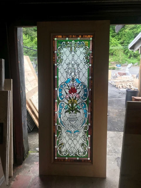 BEAUTIFUL HAND MADE STAINED GLASS VICTORIAN STYLE  ENTRY DOOR - JHl2147-78L