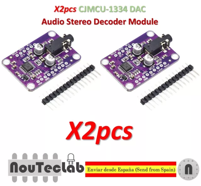 2pcs CJMCU-1334 DAC Module UDA1334A I2S DAC Audio Stereo Decoder Module Board