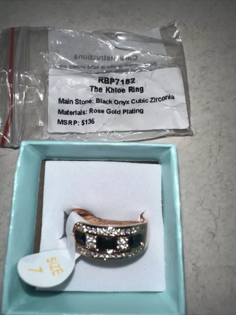 BOMB PARTY RBP7182 “The Khloe Ring” Black Onyx CZ Rose Gold Size7 $44. ...