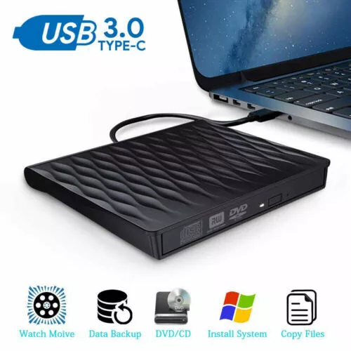 External USB 3.0 DVD RW CD Drive DVD Rewriter Burner Writer Player Laptop PC