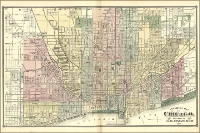 Poster, Many Sizes; Map Of Chicago 1885