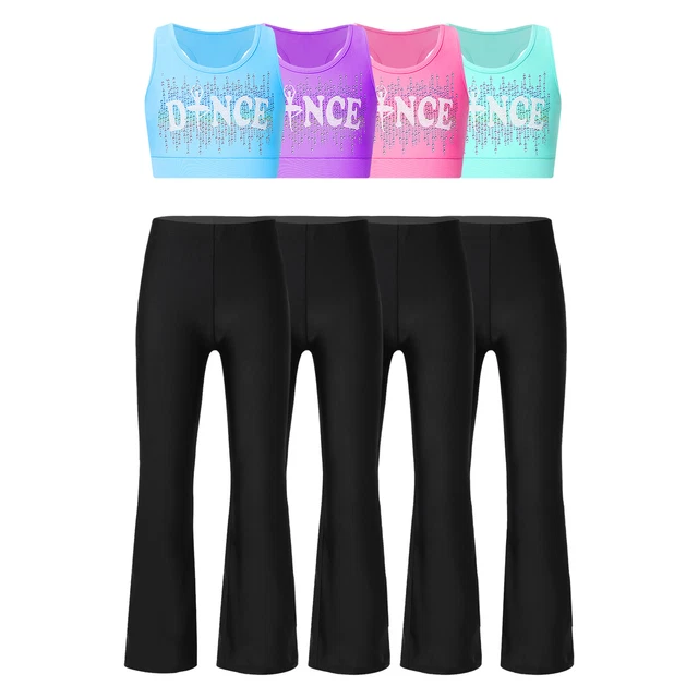 Girl Outfits Set Workout Pants Letter Print Dance Outfits Gym Tracksuits Child