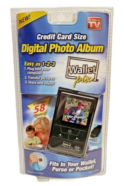 Digital Photo Album Black Credit Card Size Wallet Pix Purse Pocket New Sealed