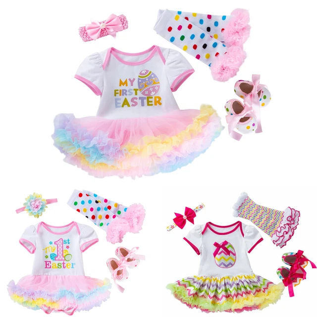 Set abiti scarpe tutù per neonati 1a Pasqua costume neonato