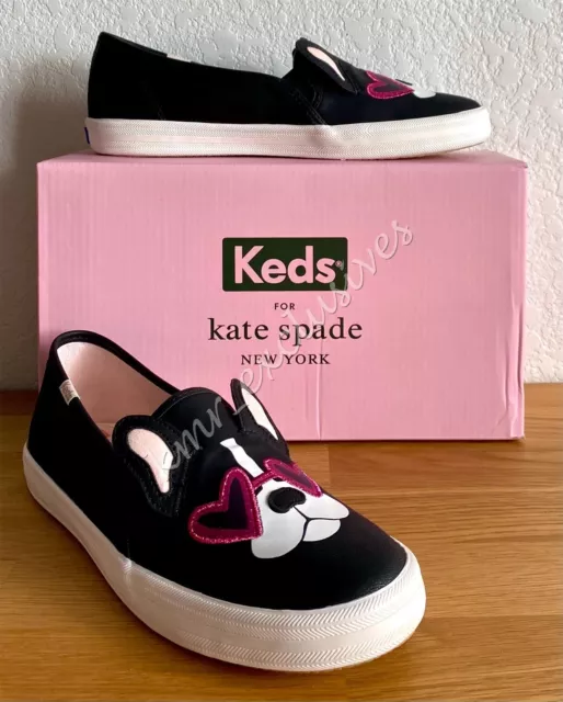 NIB Keds x Kate Spade Big Kids Double Decker Francois Slip-Ons in Black Size: 5M