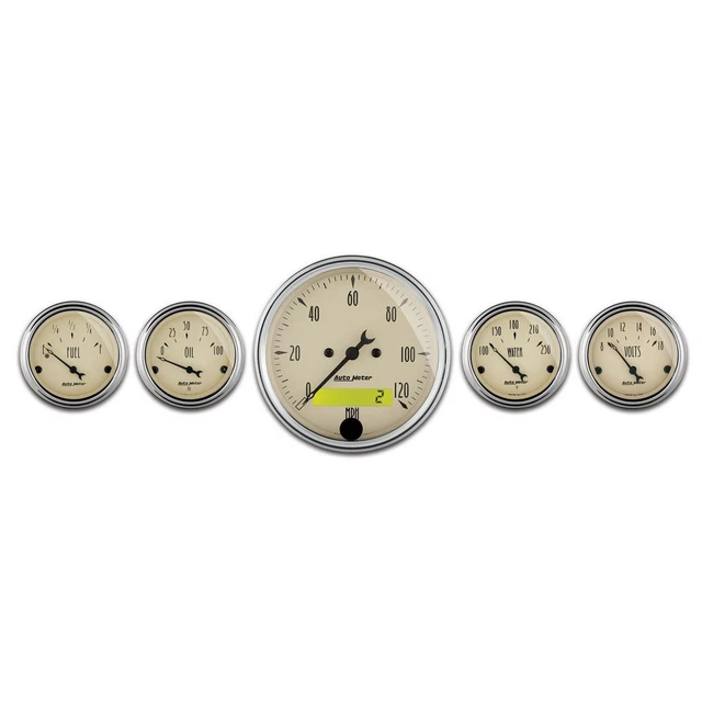 AutoMeter 1809 GAUGE KIT, 5 PC., 3 1/8" & 2 1/16" , ELEC. SPEEDOMETER, ANTIQUE