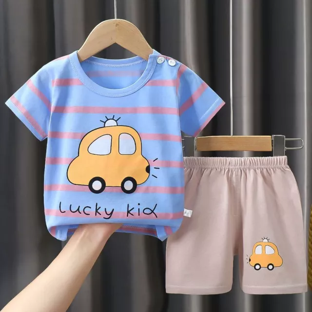 Toddler Baby Boys Summer Clothes Set Short Sleeve T-shirt Shorts Casual Outfits