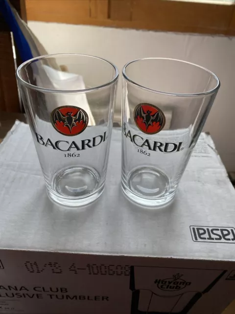 2 x Bacardi Rum Glass Tumblers / Glasses