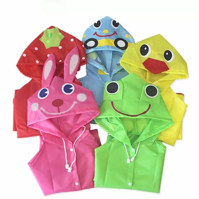 Toddler Rain Jacket Girls Boys Cartoon Raincoat Waterproof Hooded Long Rainwear