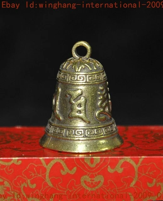 old China Buddhism temple bronze Exorcism amulet Bell Chung chimes clock Pendant