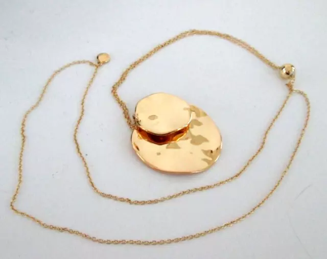 Gorjana Hammered 18K Gold Plated Pendant Adjustable Lariat Drop Necklace 34"