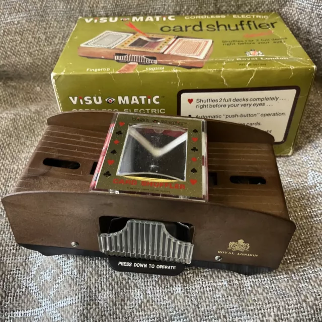 Vintage 1969 Visu Matic  Cordless Electric Card Shuffler Royal London Japan