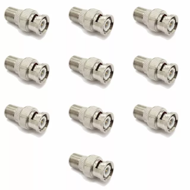 10x BNC Male Plug to F Female Jack Adapter Coax Connector Coupler CCTV Camera