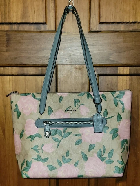 Coach camo rose taylor tote sale