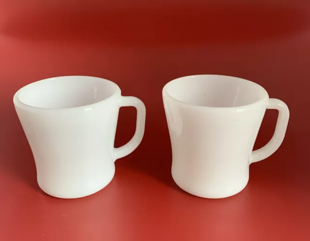 2 Pair of Vintage 1940s Anchor Hocking Federal White Milk Glass Mugs Cups