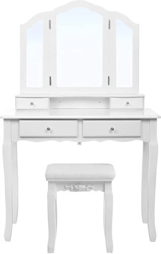 SONGMICS Set Tavolino Grande con Specchio Tripieghevole 90x40 centimetri