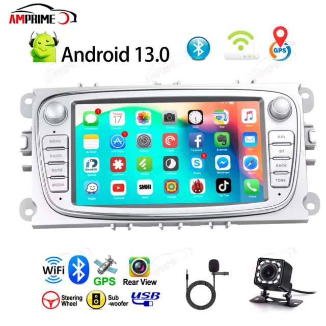 Autoradio Android 13 GPS Navi RDS Für Ford Focus MK2 Mondeo C S Max DE +Kamera