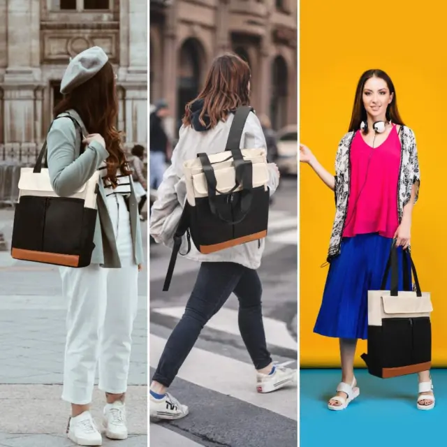 Women Convertible Tote Daypack Laptop Backpack College School Travel Casual Bag 2