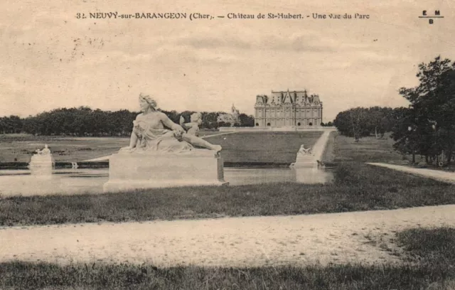 CPA 18 - NEUVY SUR BARANGEON (Cher) - 32. Château de St-Hubert. Une Vue du Parc