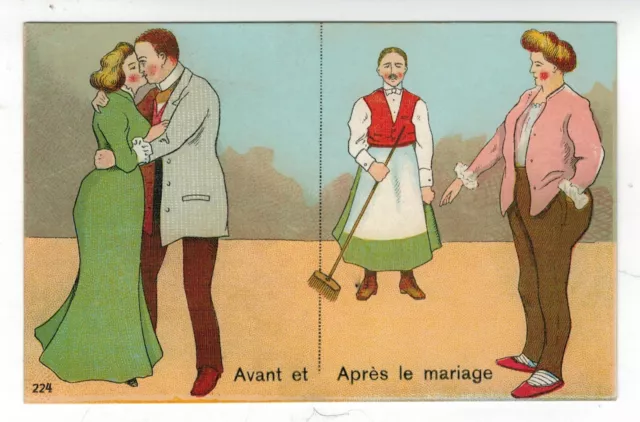 AVANT ET APRES LE MARIAGE - CARTE POSTALE ANCIENNE ILLUSTRée