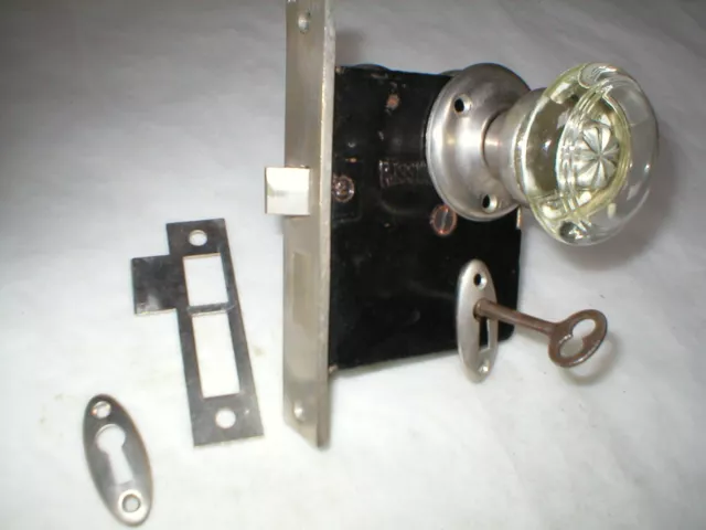 Antique Art Deco Stainless Steel Door Hardware with Glass Bulls Eye Knobs